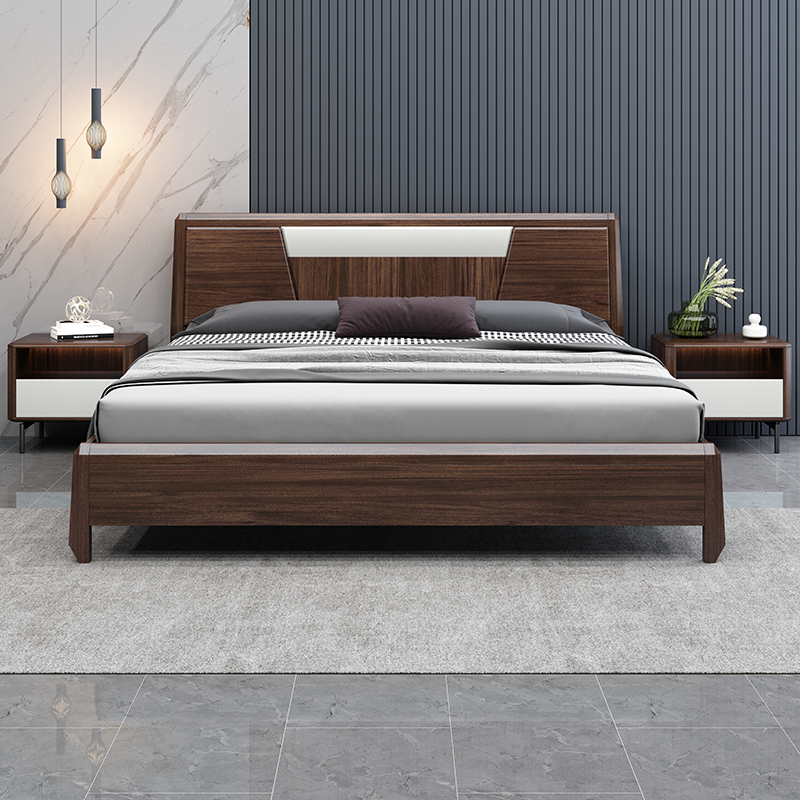 梵宜床实木床北美黑胡桃木床18米单双人床高箱储物床卧室精品家具6a01