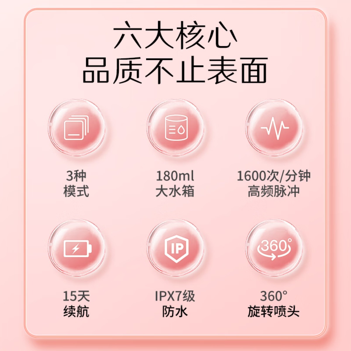 夏普便携冲牙器 家用可伸缩洗牙器 IPX7级防水 男女情侣 DO-WFND8C DO-WFND8C-PK粉色 3支喷头高清大图