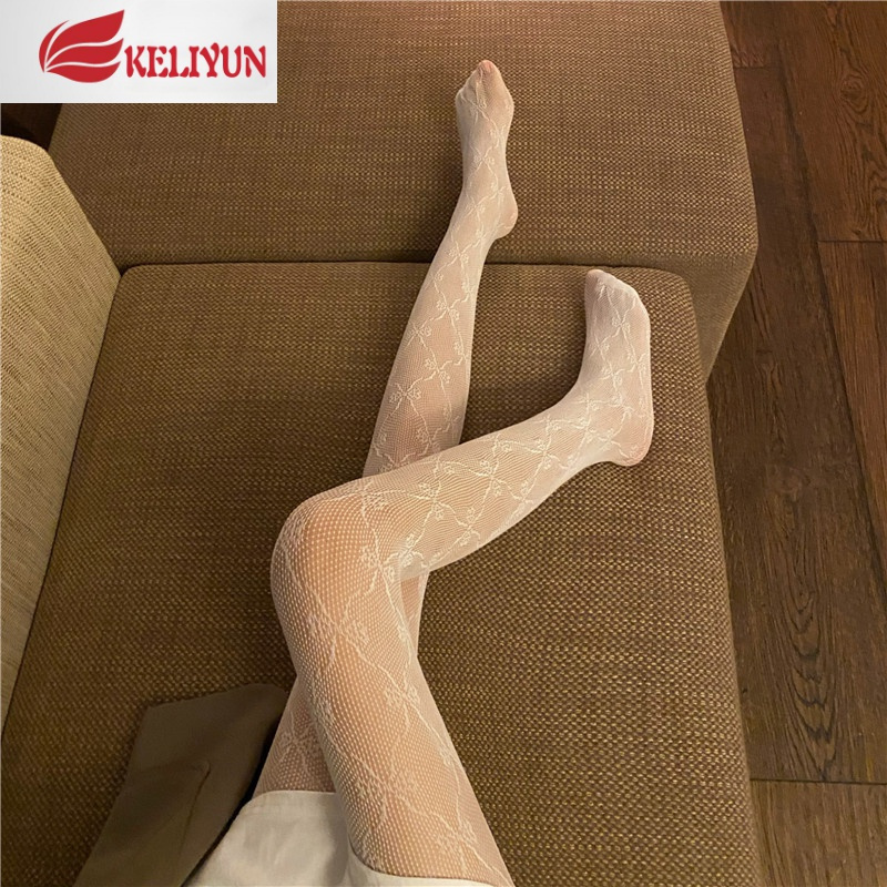 可莉允加大码性感网袜秋冬缕空蕾丝打底连体袜网红薄款黑色丝袜200斤女丝袜