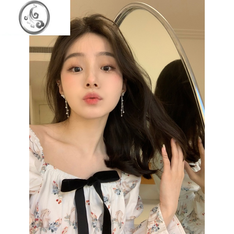 JiMi蝴蝶珍珠流苏耳环小众设计感高级耳钉耳饰女2023新款无耳洞耳夹