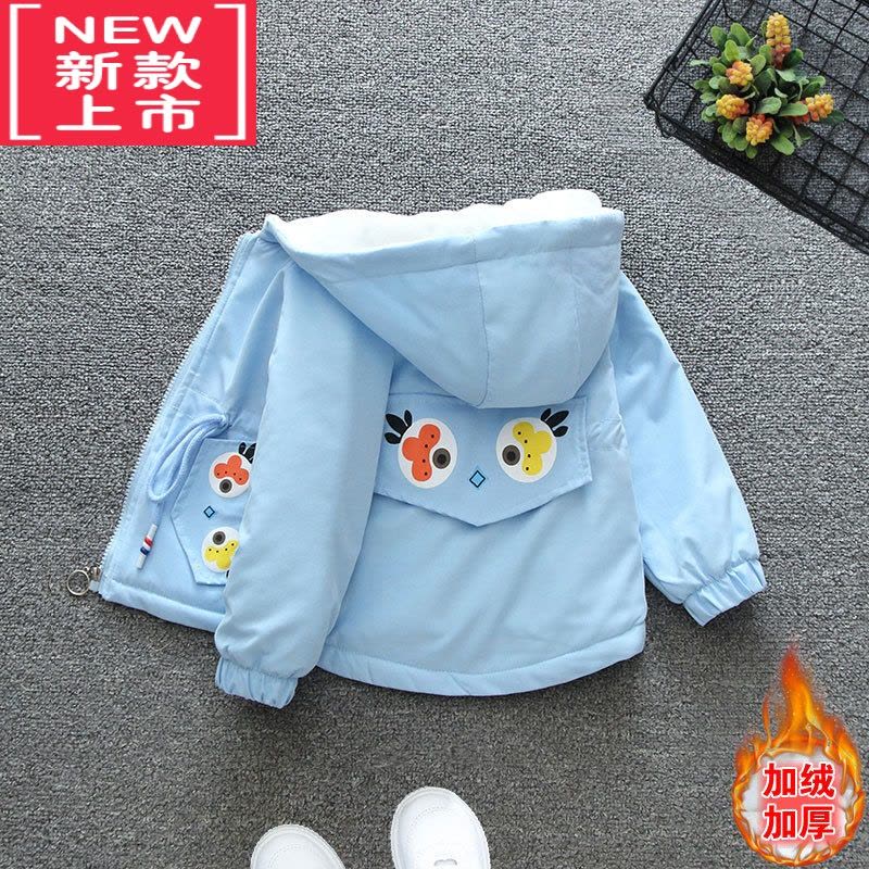 可莉允女童秋冬装2022新款韩版宝宝童装洋气加绒外套中大童儿童加厚风衣棉服图片