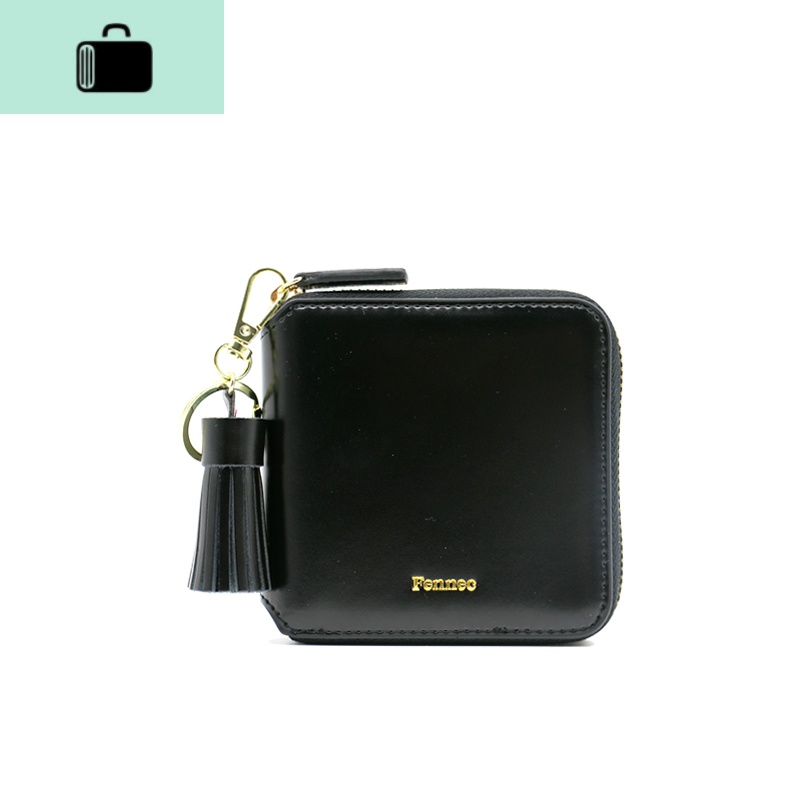 钱包女短款2019新款真皮零钱包学生韩版可爱小卡包牛皮钱夹潮NEWLAKE 黑色