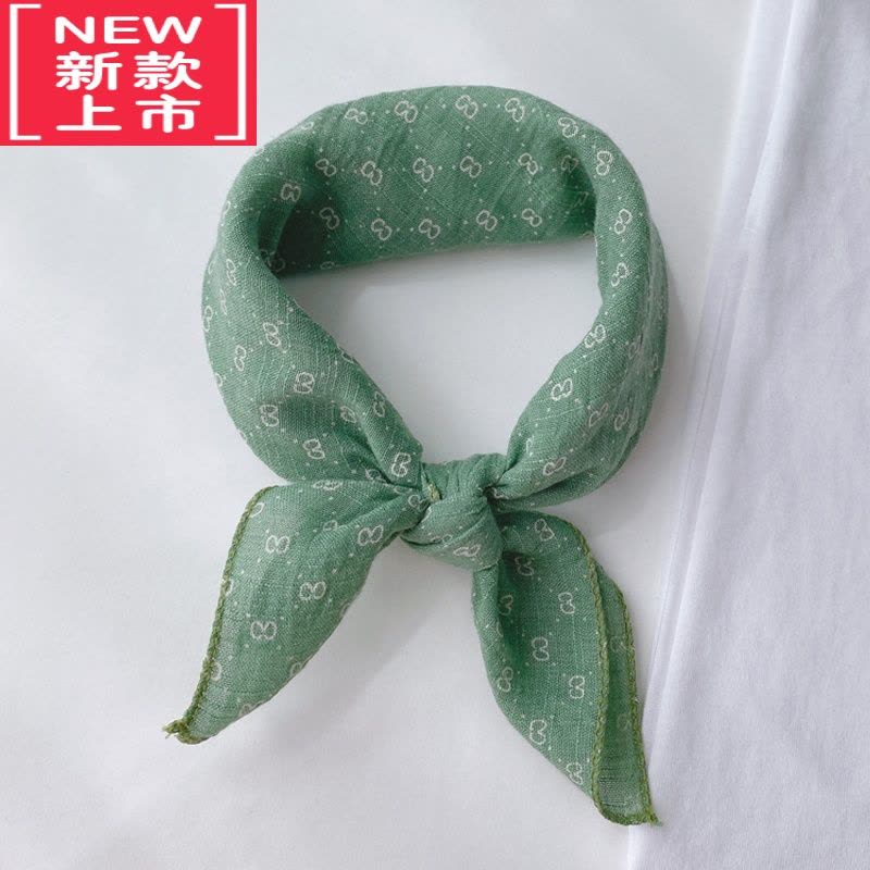 可莉允春夏薄款学院风小方巾学生卡通棉麻领巾儿童亲子围巾丝巾发带百搭毛巾图片