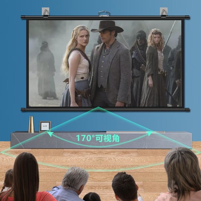 AREDY支架幕布落地移动便携免打孔可壁挂60-150英寸家用办公三脚架简易投影幕高清大图