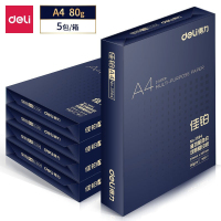 得力（deli）佳铂 80g A4复印纸 高档打印纸500张/包 5包1箱（整箱2500张） G