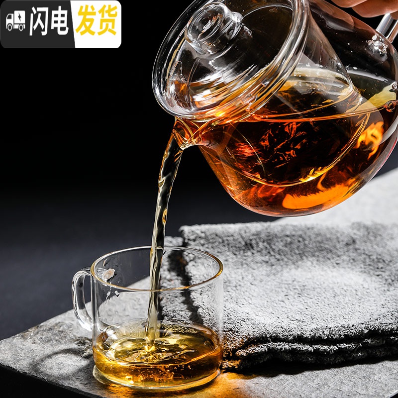 三维工匠玻璃花茶壶过滤可加热泡茶壶办公室保温套装家用耐热高温一体茶具 520+2杯高清大图