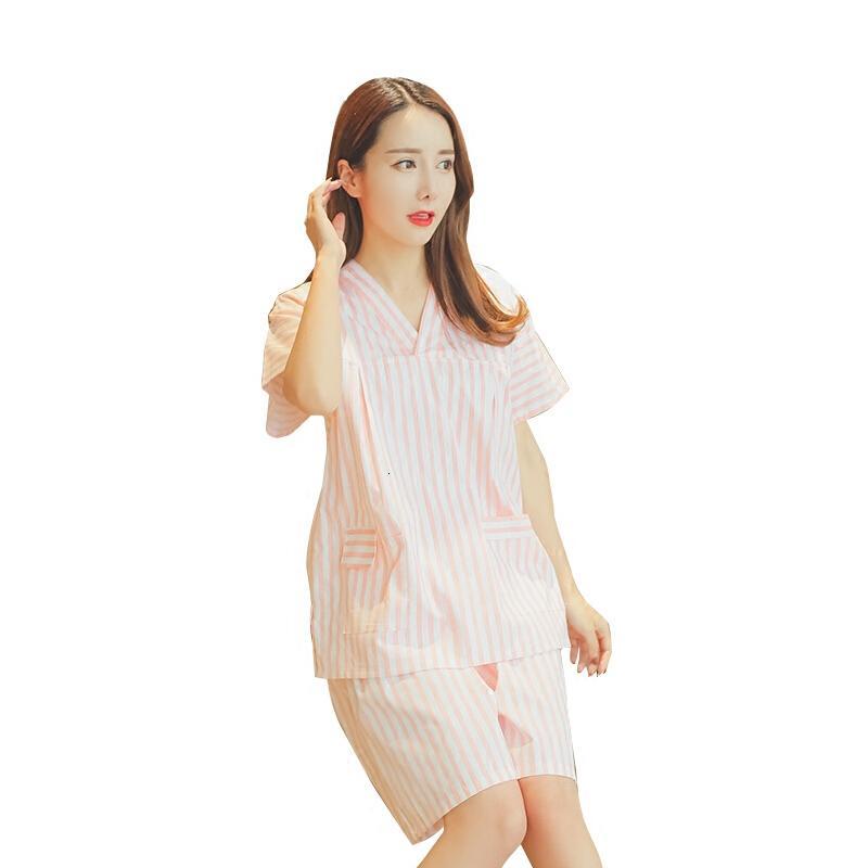 夏季睡衣韩版汗蒸服棉男女情侣款棉汉浴服桑拿服安然纳米粉红色26素色