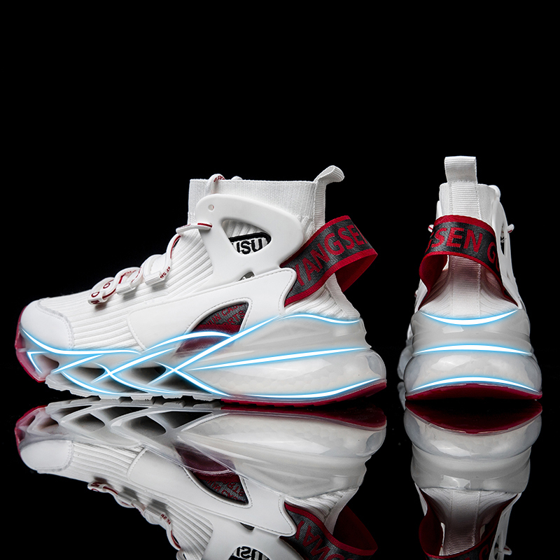 aj男鞋2021年新款秋季高帮刀锋潮鞋篮球百搭袜子鞋减震运动鞋子男