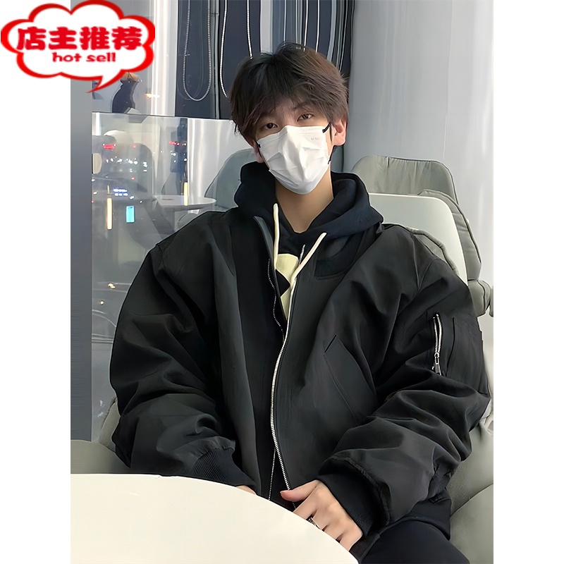 SHANCHAOvintage美式复古棒球服国潮牌高街小众工装外套男飞行员夹克