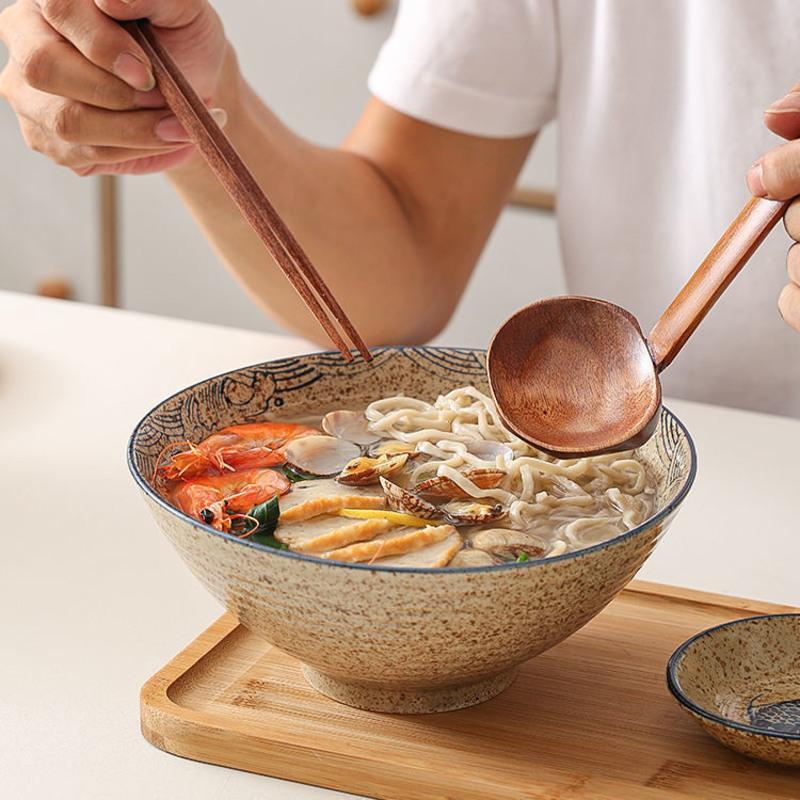 陶瓷拉面碗创意汤碗大号吃面大碗面碗斗笠汤面碗个性餐具家用清彩