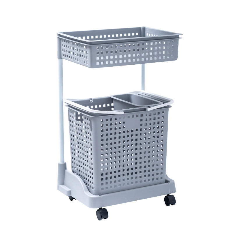 脏衣篮置物架北欧洗衣篮脏衣服收纳筐塑料浴室家用多层篮框脏衣篓 二层-灰色【升级方形款】