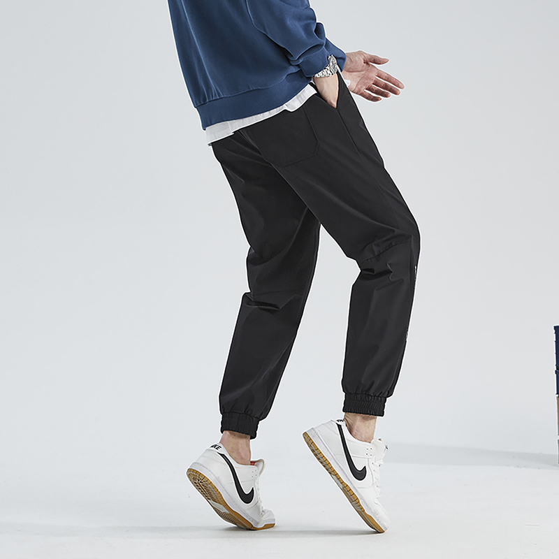 5折价1199元唐狮春夏新款休闲裤男束脚运动裤宽松潮流速干裤灰黑色长