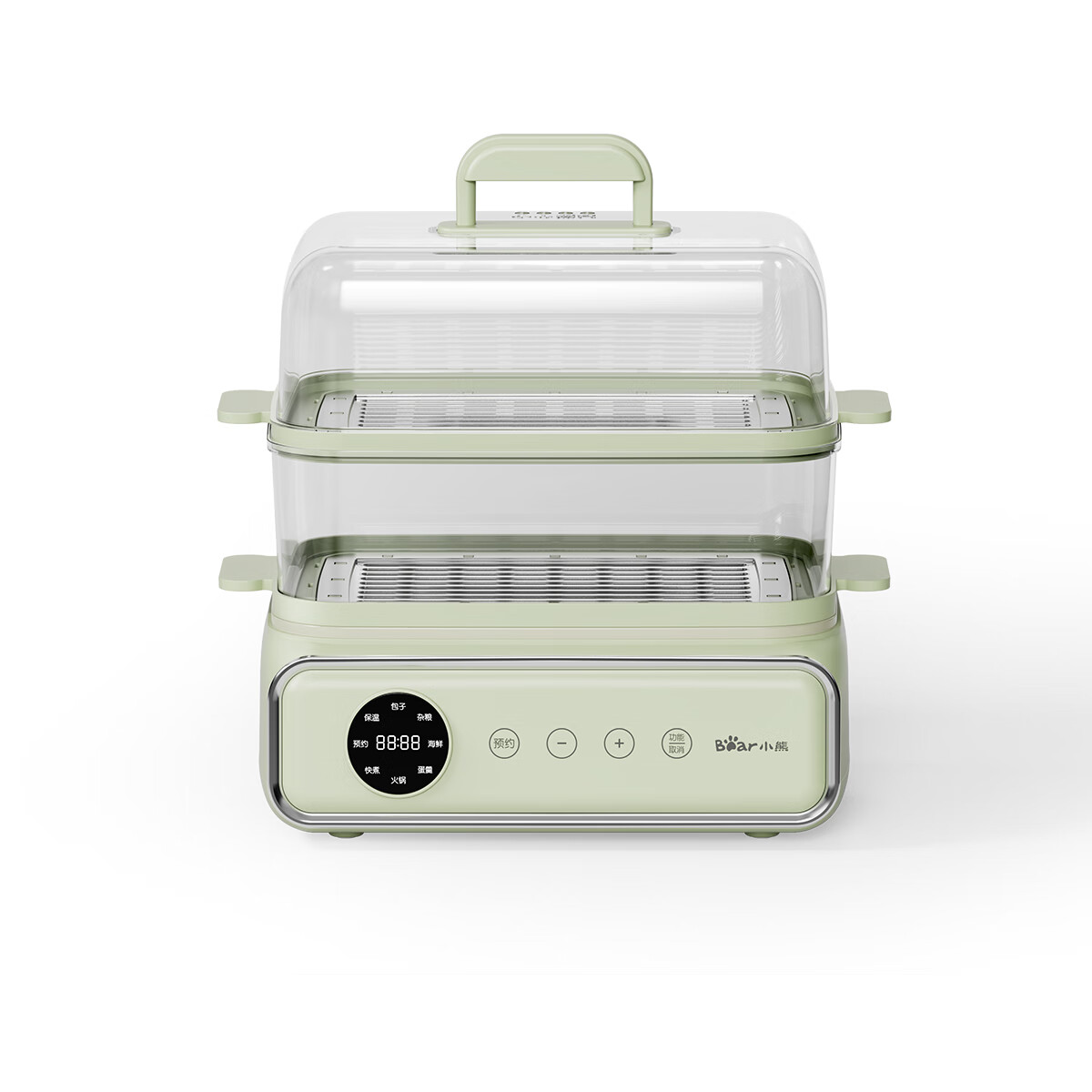 小熊(Bear)DZG-P20W6全自动电蒸锅15.5L大容量1200W大蒸汽不锈钢蒸笼 绿色 3层
