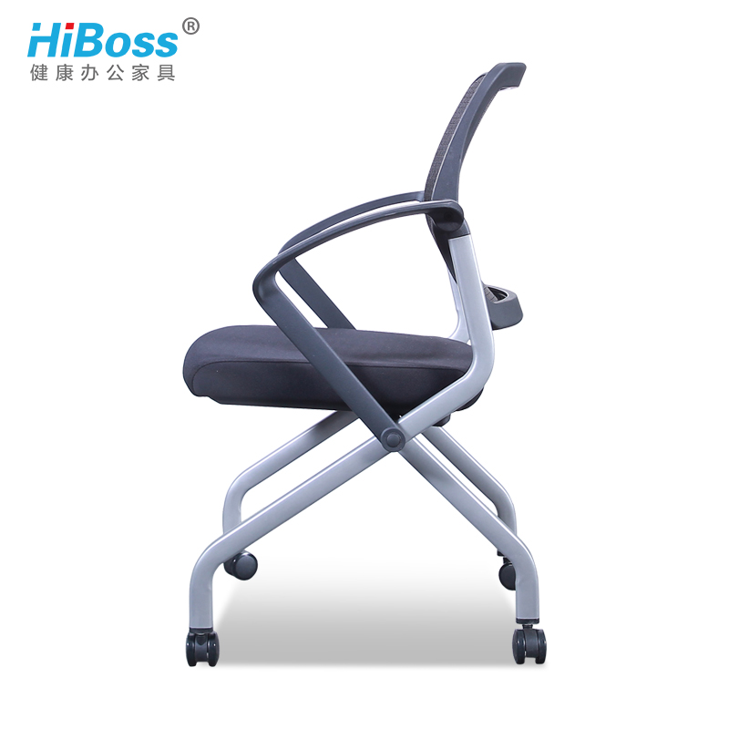 HiBoss办公椅弓形网布转椅带轮子可移动会议培训椅高清大图