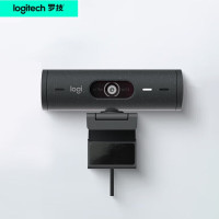 罗技（Logitech）Brio 500直播摄像头 笔记本台式电脑高清网络视频通话会议外接Type-C 黑色