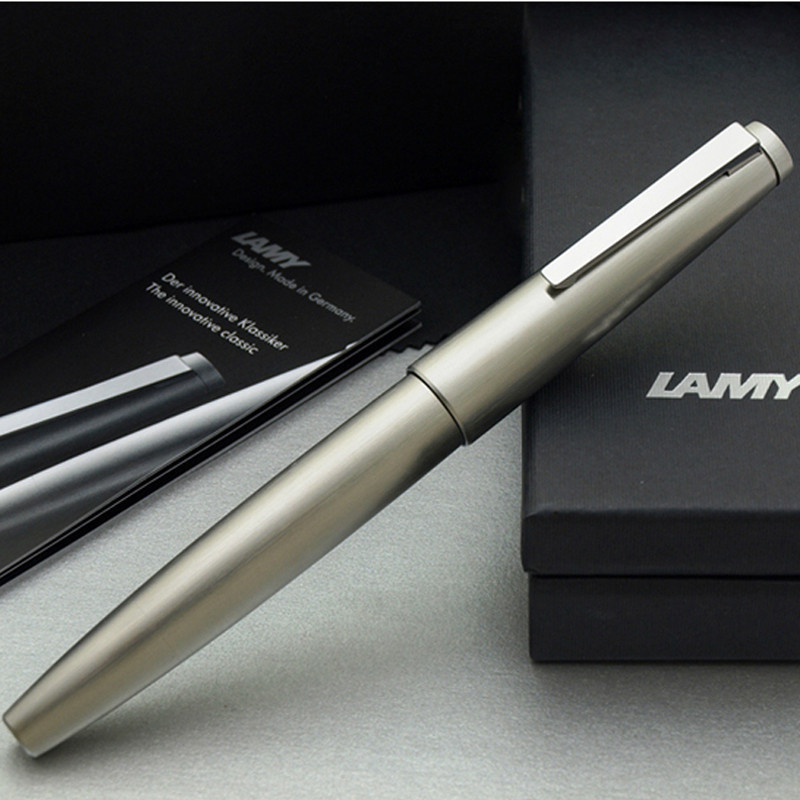 凌美(LAMY)2000系列玻璃纤维活塞吸墨磨砂黑钢笔14K金笔F尖