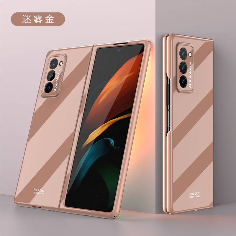 VMONN三星w20手机壳Galaxy fold折叠全包5g保护套w2020防摔Galaxyfold透明SM_280 三星fold2/w21通用-陶瓷折叠【迷雾金】 默认