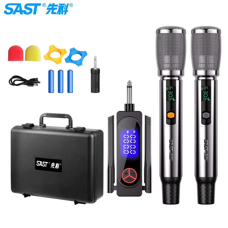 先科OK-155 充电无线麦克风U段家庭KTV唱歌舞台主持金属管体话筒防啸叫长续航万能麦高清大图