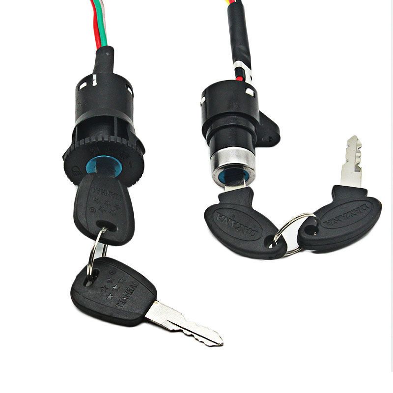 3线大锁头钥匙电源锁芯通用开关电源锁电动三轮车爱玛电动车锁开关锁