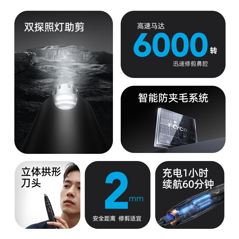 飞科(FLYCO)鼻毛修剪器 全身水洗电动鼻毛器FS5600高清大图