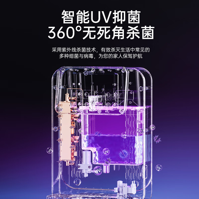 志高(CHIGO)[25年新款]壁挂式管线机 家用反渗透净水器伴侣AK08管线机五档调温 带自吸可接桶装水 自行安装