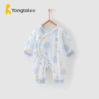 童泰(TONGTAI)秋冬0-6个月新生婴儿棉蛤衣男女宝宝斜襟系带纯棉夹棉连体衣小童宝宝连体衣