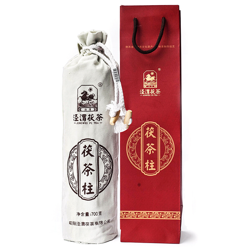 泾渭茯茶黑茶 茯茶柱 金花 茯砖 700g 2017年份