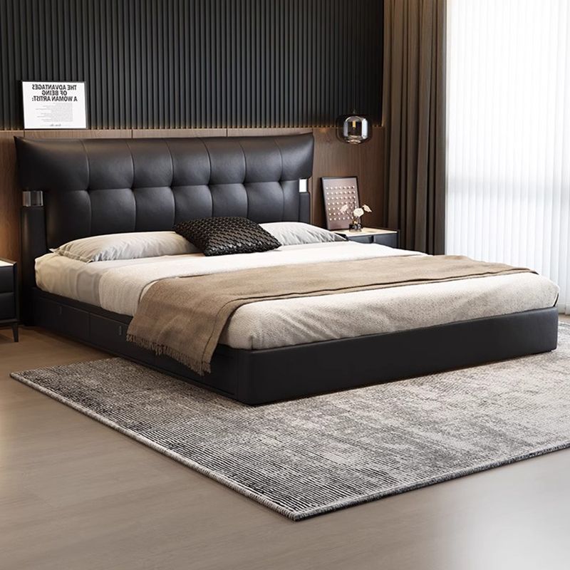 床现代简约齐边床意式极简小户型主卧大床软包高箱储物大婚床高清大图