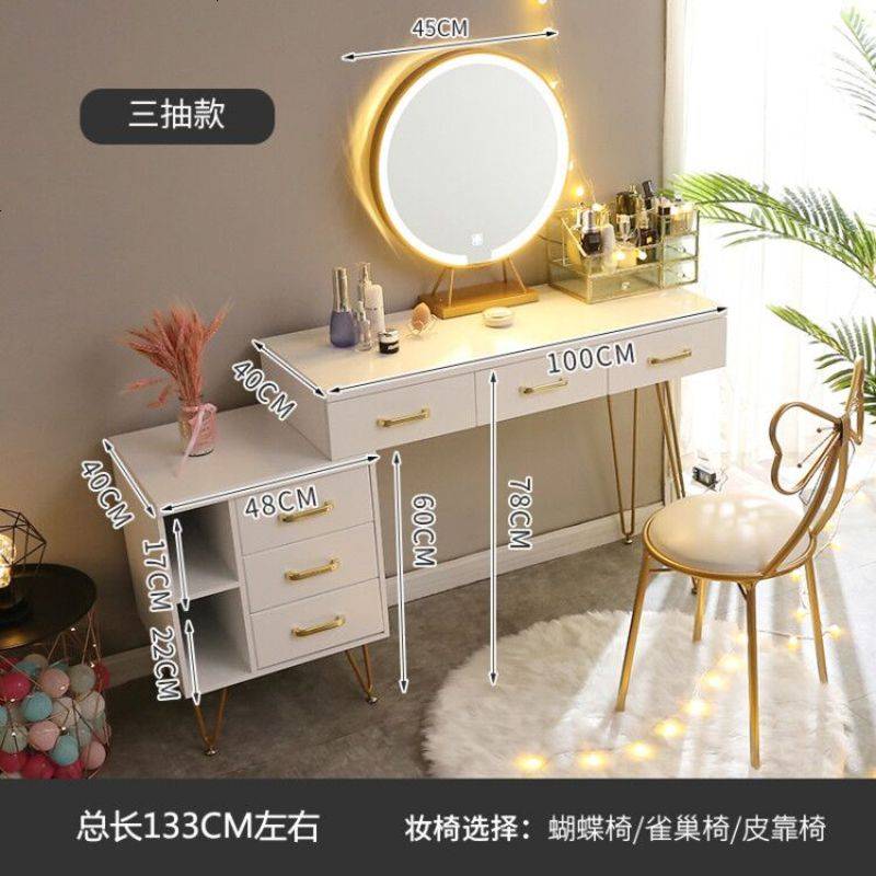 北欧梳妆台网红ins风卧室现代简约小户型抖音化妆桌经济型化妆台高清大图