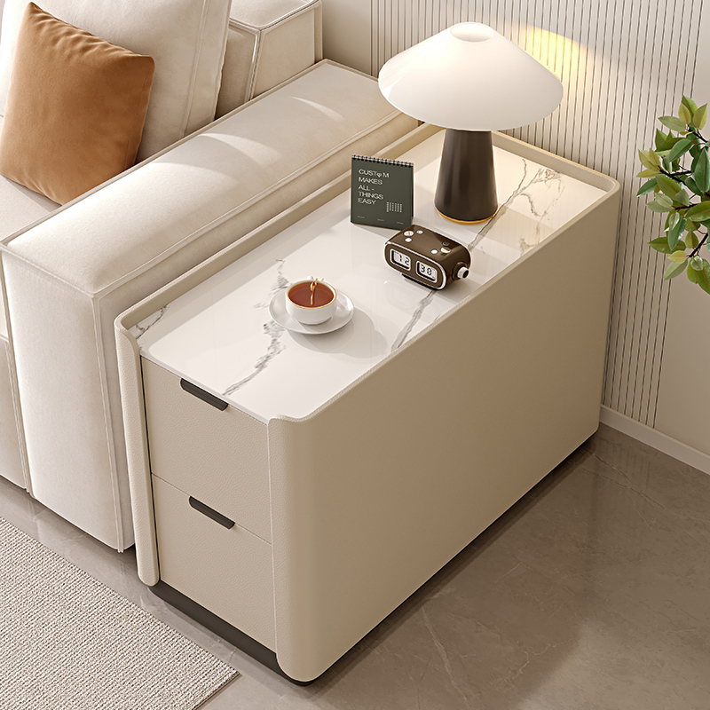 青木川 简约现代实木沙发边柜侧边柜轻奢岩板边几客厅家用角几简约现代茶水柜收纳储物柜夹缝柜超窄小茶桌角几高清大图