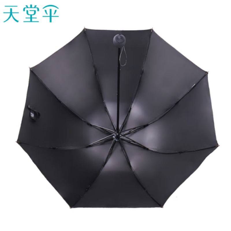 天堂防紫外线晴雨伞三折黑胶防晒太阳伞遮阳伞57*8骨伞下102CM天鹅恋曲藏青高清大图