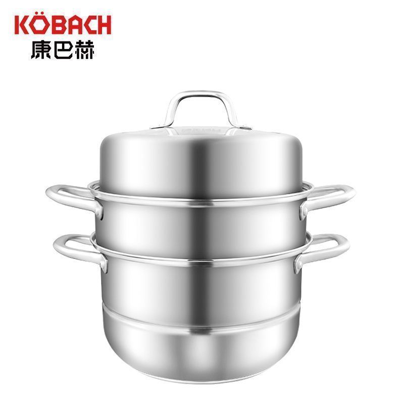 康巴赫三层304不锈钢蒸锅28cm/32cm 三层复底加厚蒸锅具 电磁炉燃气通用高清大图