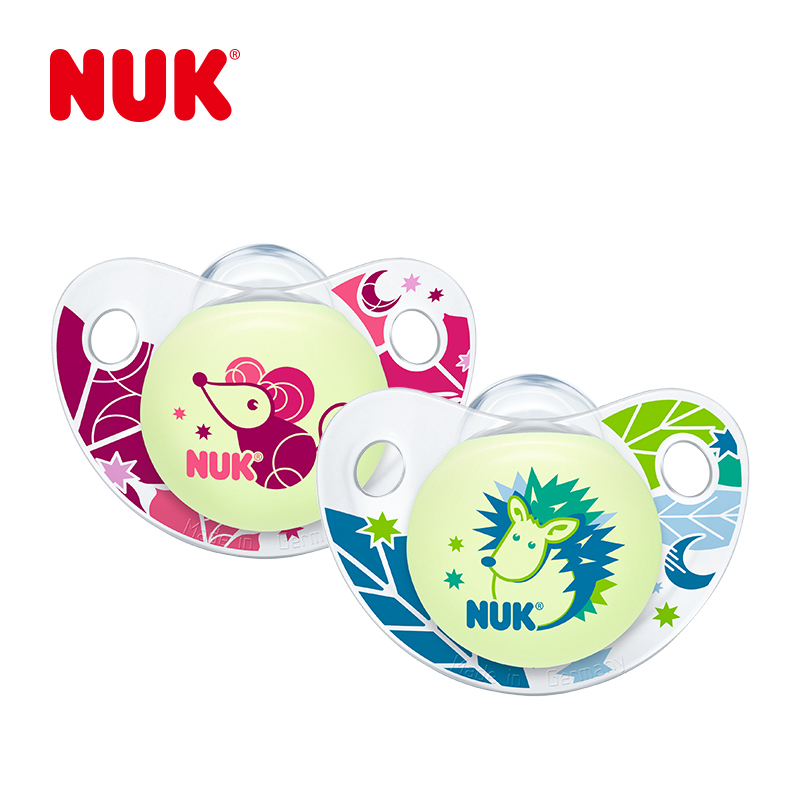 NUK夜光型硅胶安抚奶嘴(18-36个月)花型随机
