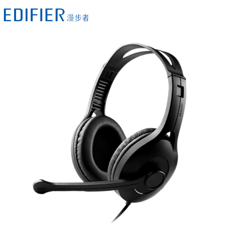 漫步者(EDIFIER)K800头戴式有线耳机 电脑耳机 手机耳机 超重低音线控带麦可通话电脑耳麦 黑色单孔版
