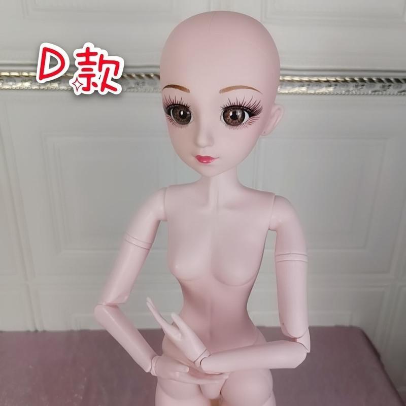 60厘米芭比娃娃光头改装化妆改装好接妆妆面娃头萌头手绘素体裸娃