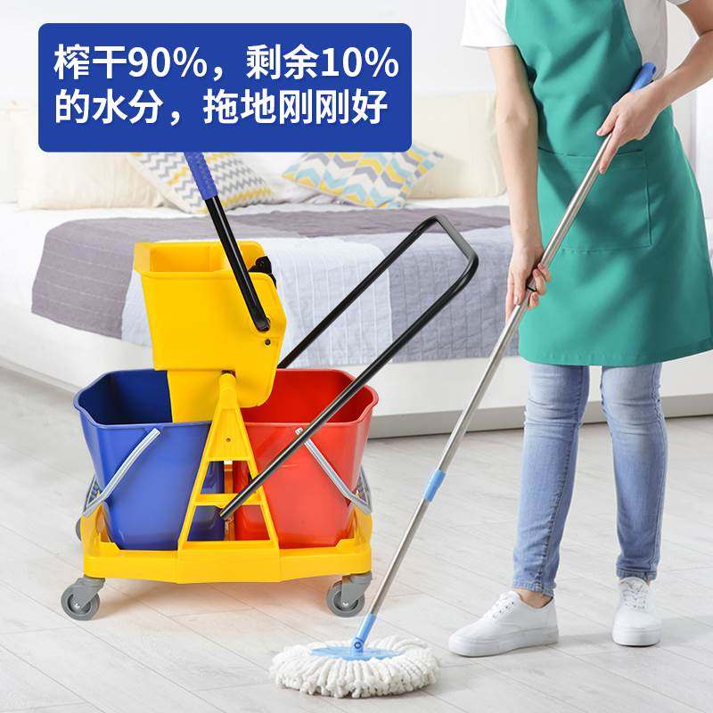 白云双桶榨水车拖把桶挤水桶免手洗桶(超云牌)24升榨水车 新增排水口设计高清大图