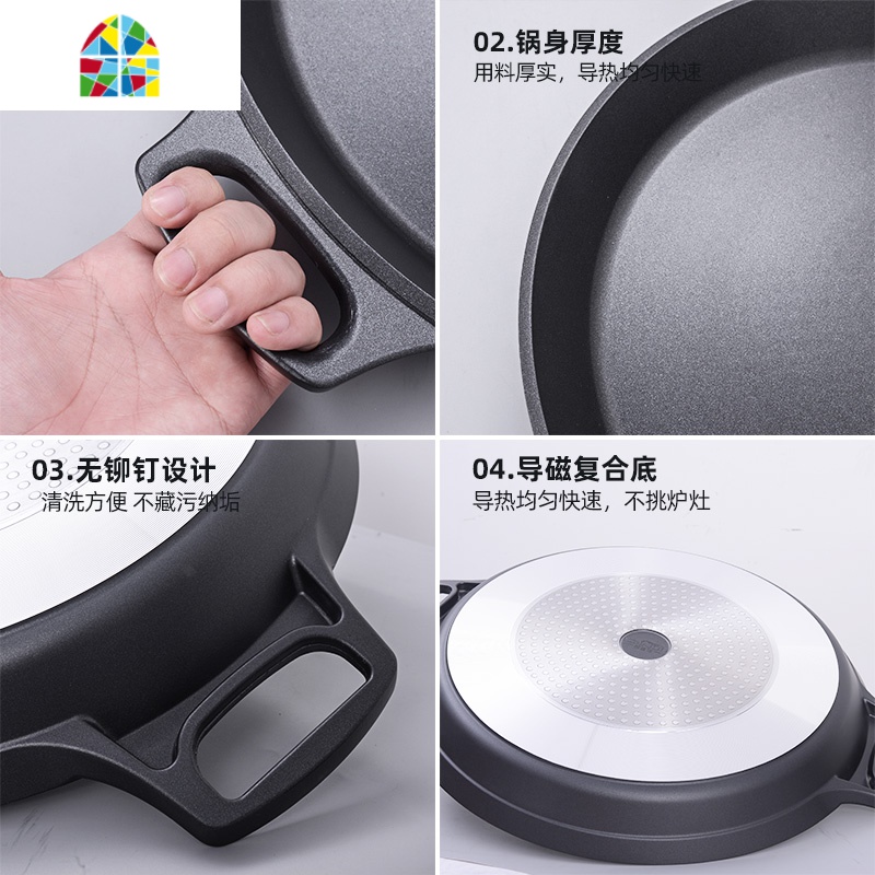 平底锅煎锅烙饼锅水煎包煎饺锅千层饼专用锅商用大号煎锅不粘锅 FENGHOU 双耳平底锅[36CM]高清大图
