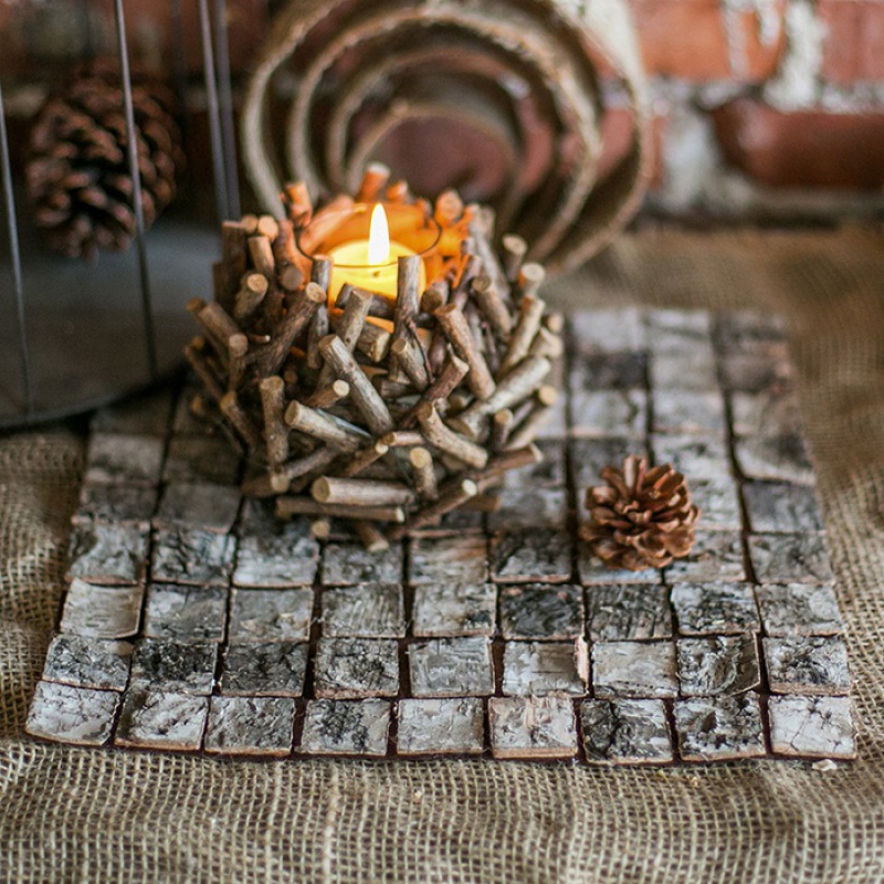 美帮汇白桦木皮 桦树皮 马赛克DIY装饰 ZAKKA森系拍摄道具 D桦树皮24*24cm10片 干树枝高清大图