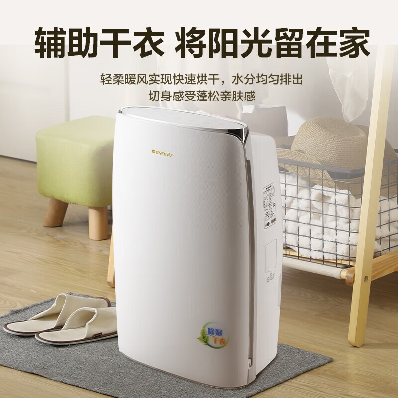 格力(GREE)抽湿机/除湿机 别墅家用卧室办公室低噪干衣除湿器20升/天 适用40平方米以内 智能数控(DH20EF)