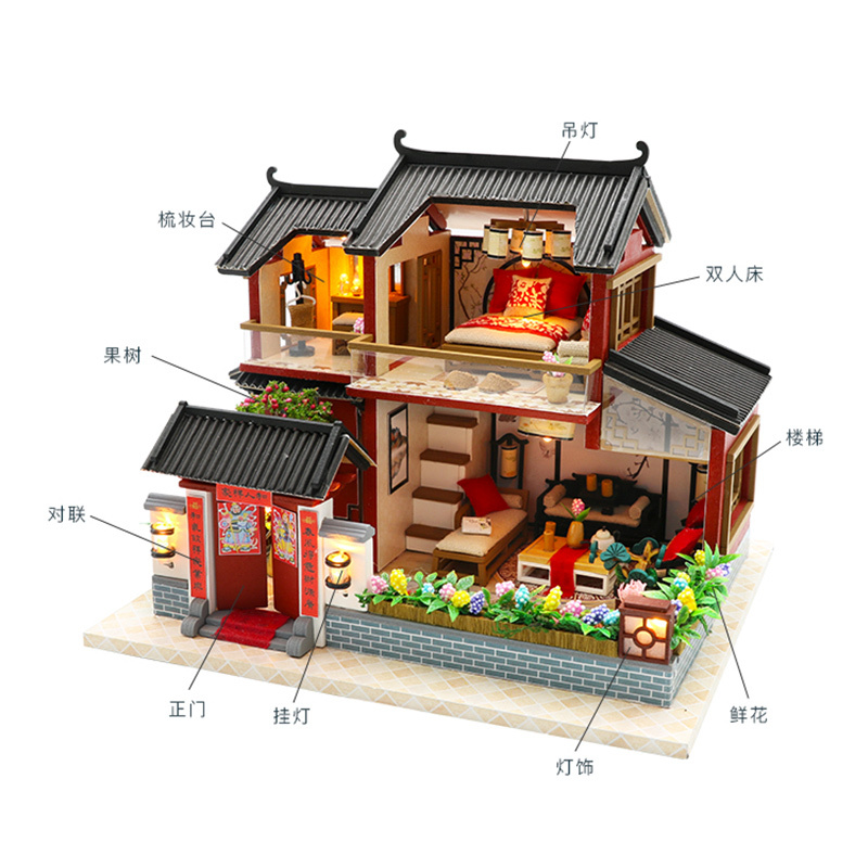 手工制作diy小屋中国风系列建筑迷你小房子祥瑞阁清风墨竹m905z祥瑞阁