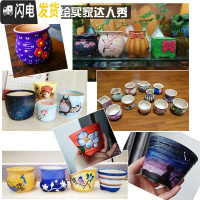 三维工匠4个9.9元陶瓷花盆多肉粗陶素烧透气个性自彩陶瓷花盆大小盆栽 H18 小花盆容器