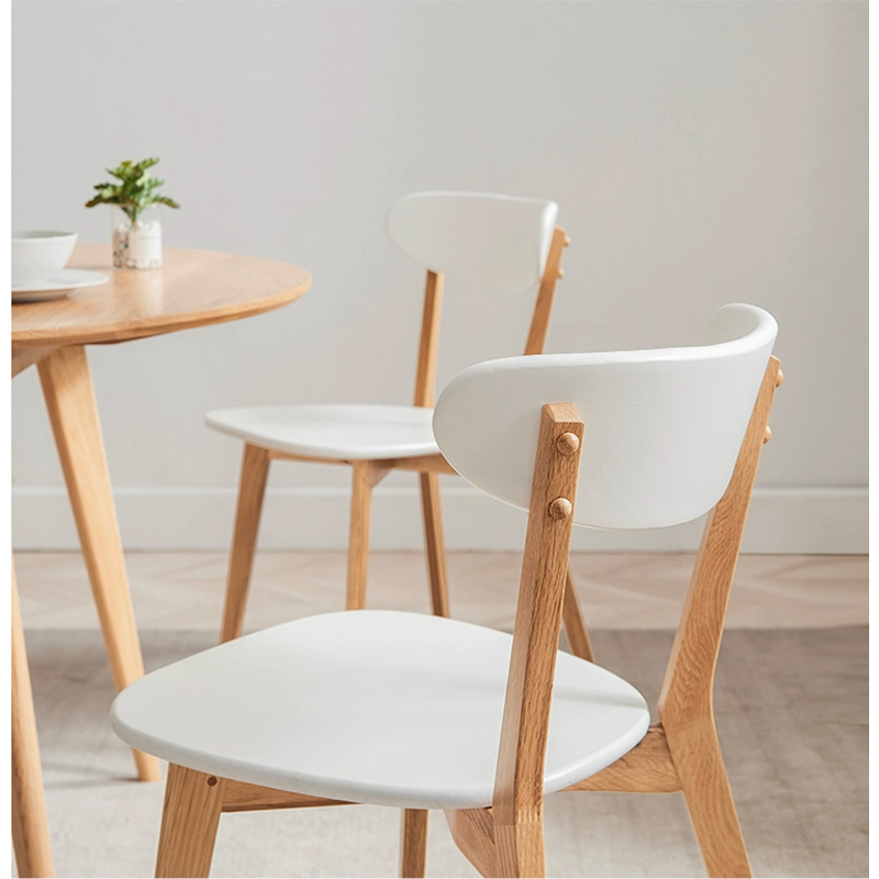 苏悦丰餐椅简约现代休闲书桌椅餐桌凳子橡木靠背椅北欧白色椭圆形座面