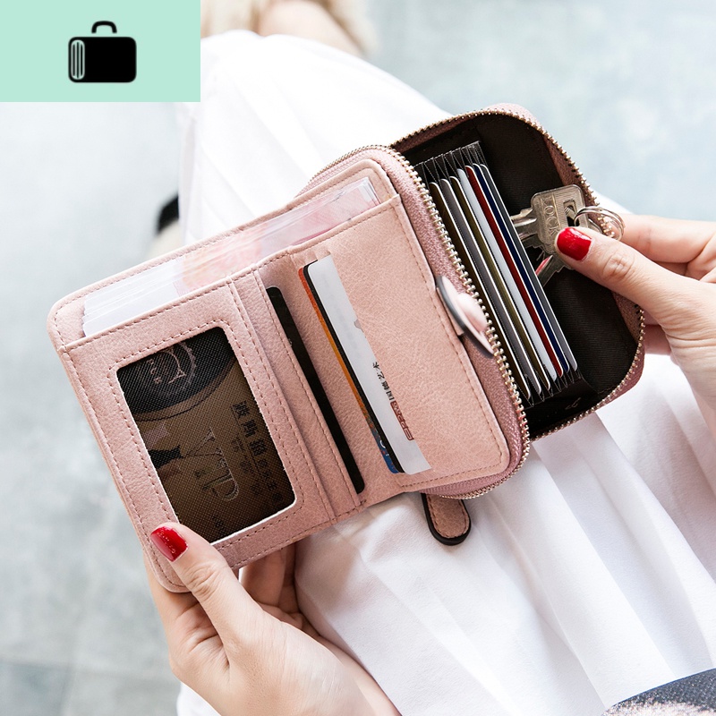 钱包女短款学生韩版可爱折叠2020新款小清新卡包钱包一体包女NEW LAKE .