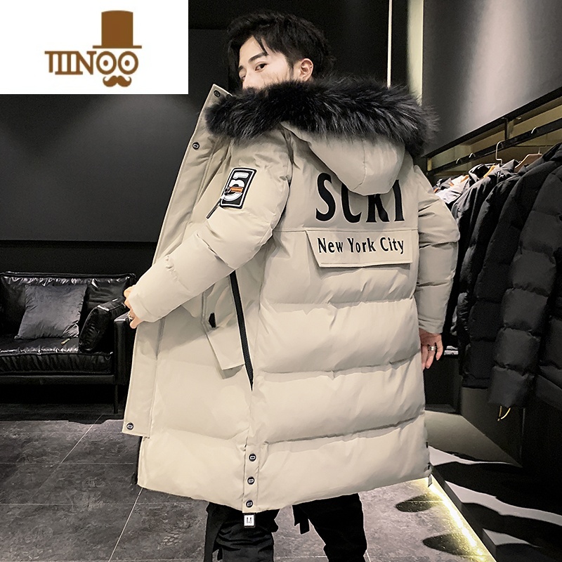 YANXU羽绒服男冬季新款休闲棉衣学生潮牌连帽棉服长款男装外套棉袄高清大图