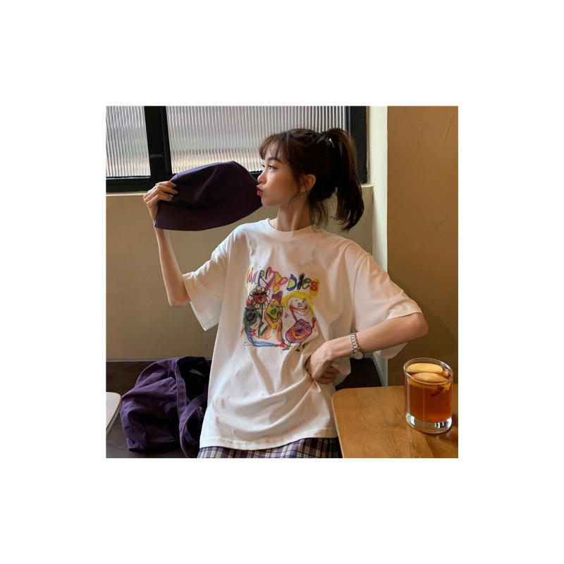 伊布苼 Yibusheng 女士t恤yibusheng趣味卡通印花短袖t恤夏季新款套装女装高腰格子半身裙时尚两件套t恤 价格图片品牌报价 苏宁易购玖煦 女装专营店