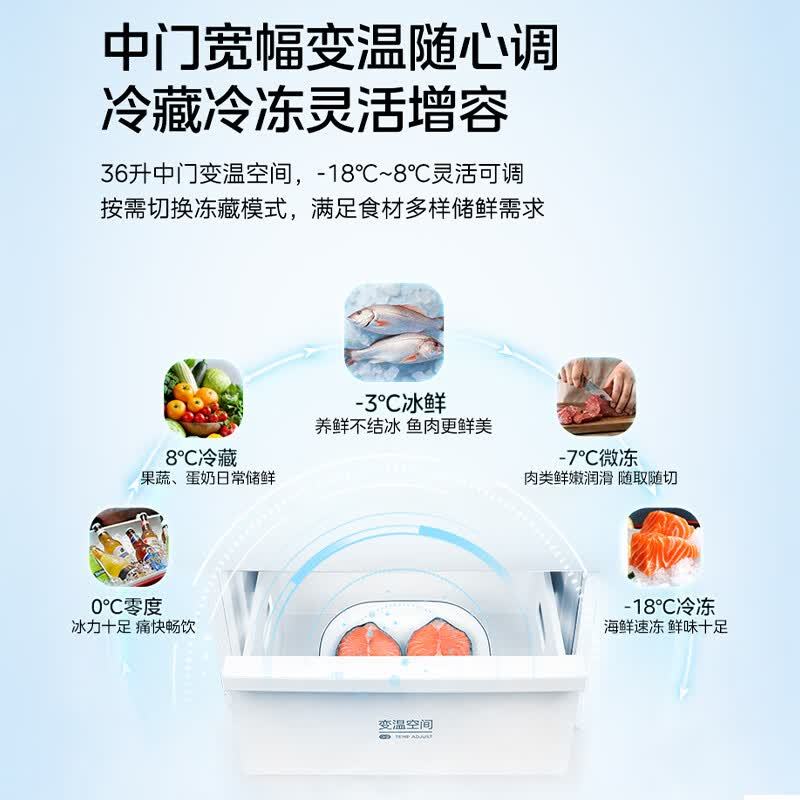 [自营]美的271L三门冰箱风冷变频租房办公免除霜新国标真一级双净味 MR-283WTPE 极地白高清大图