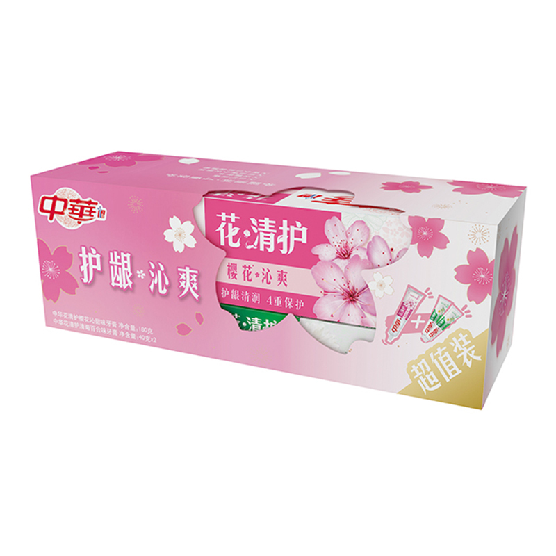 中华 (Zhong Hua) 花清护牙膏樱花沁甜180g+清菊百合 40g*2 清新口气[联合利华]