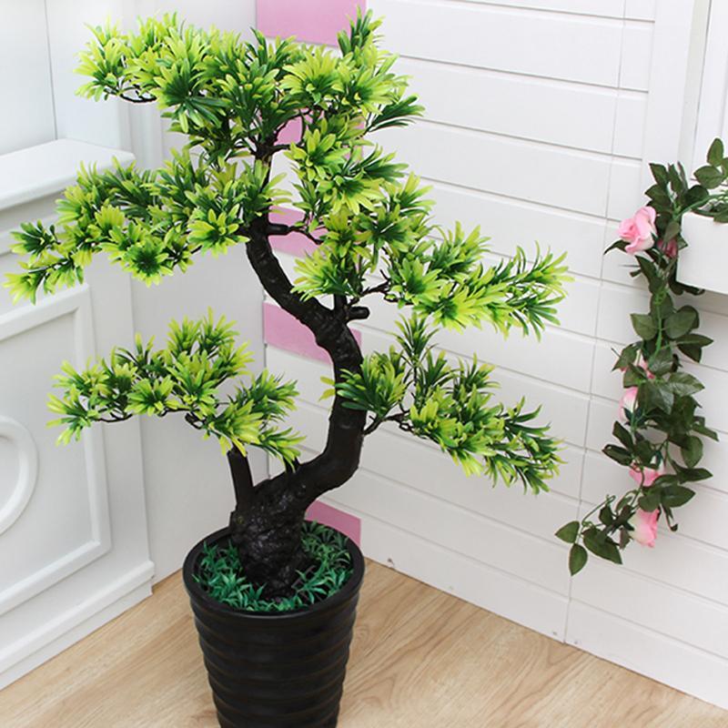 假花 假树 塑料迎客松盆景 桃花树 室内装饰落地仿真植物盆栽绿植 客厅大型财树 仿真梅花树 -梅花玫红色不带盆