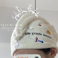 ins创意卡通立体搞怪造型珊瑚绒干发帽速干吸水干发帽包头巾 米白色