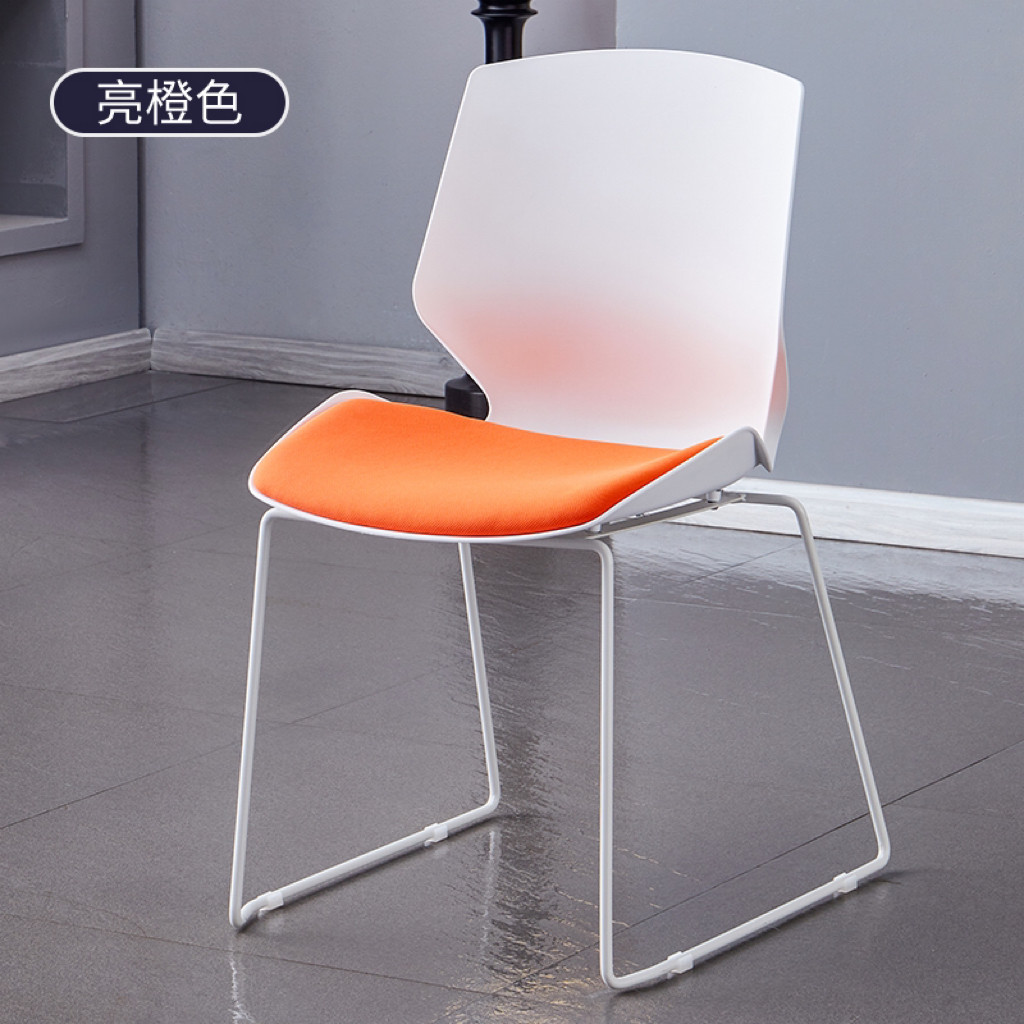 德诚和(DECHENGHE)可叠摞休闲椅简约时尚椅子 彩色椅 橙色坐垫